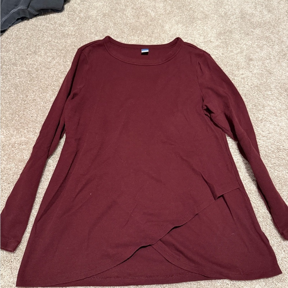 Old Navy Women's Burgundy Long-Sleeve Nursing/maternity Top